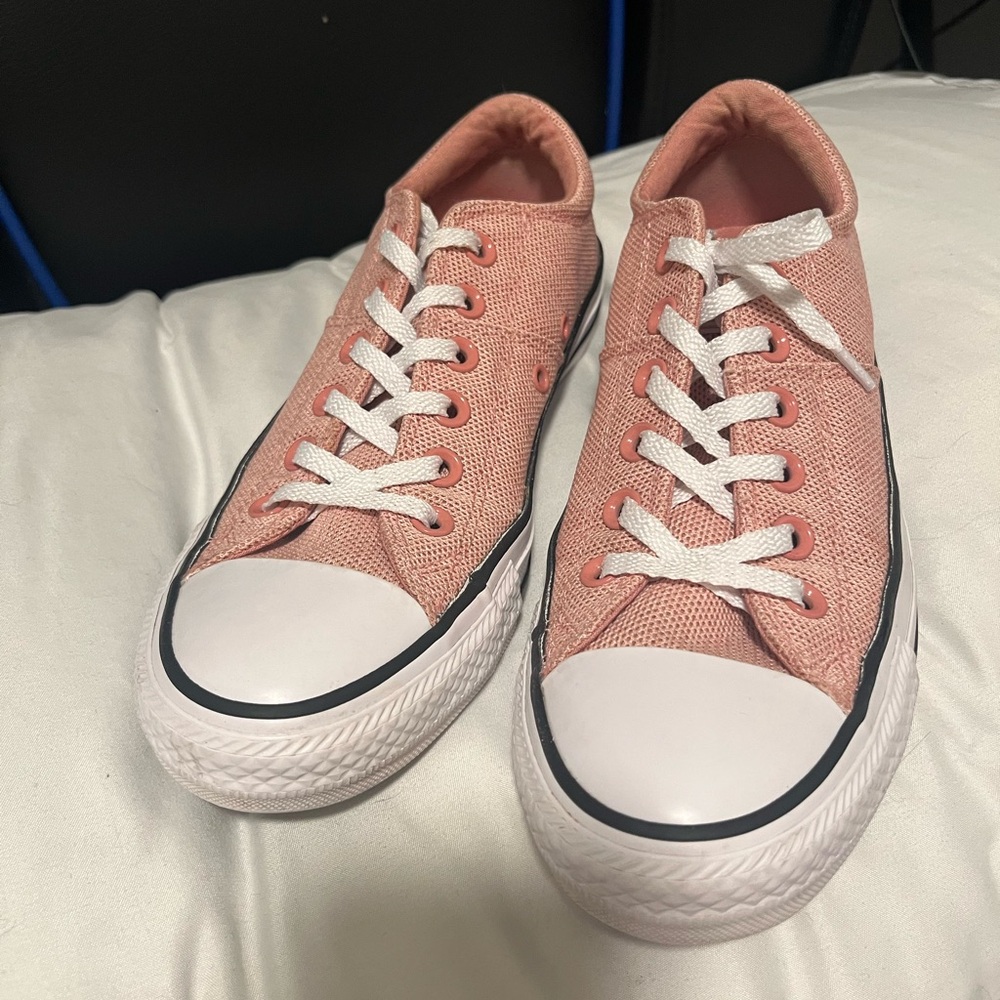 Converse Pink Canvas Sneakers with White Laces